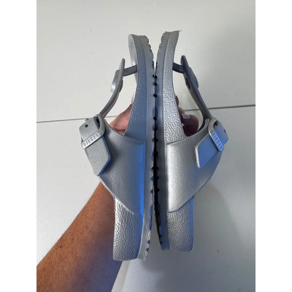 Birkenstock Gizeh EVA Kids Sandals Silver Size 31 13 Metallic Waterproof Shoes